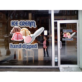 Ice Cream Hand Dipped Concession Restaurant Die-Cut Window Static Cling 18 inches Inside Glass