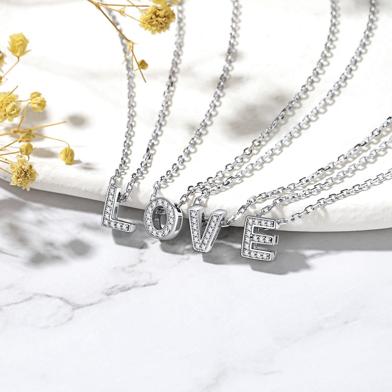 FOCALOOK Women's and Girls' S925 Silver Necklace Charm Chain Zirconia