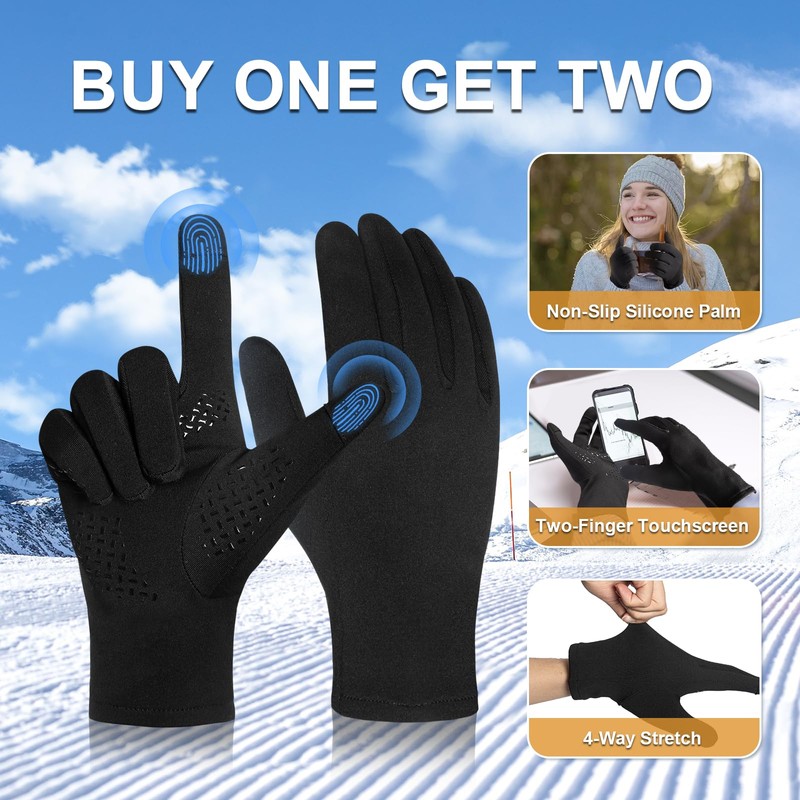Pixel Panda Touchscreen, Water Resistant Windproof & Warm Winter Gloves