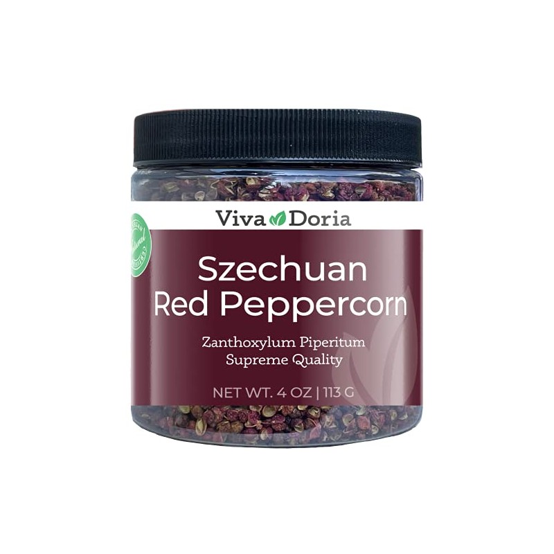Viva Doria Red Szechuan Peppercorns, Whole Sichuan Pepper, Steam Sterilized,