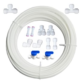 Wesell 1/4" Quick Connect Water Purifiers Tube Fittings for RO Water Reverse Osmosis System Pack Of 12（Ball Valve+Y+L+I+Reverse+T Type)+10 Meters（33 feet）Tubing Hose Pipe(White)