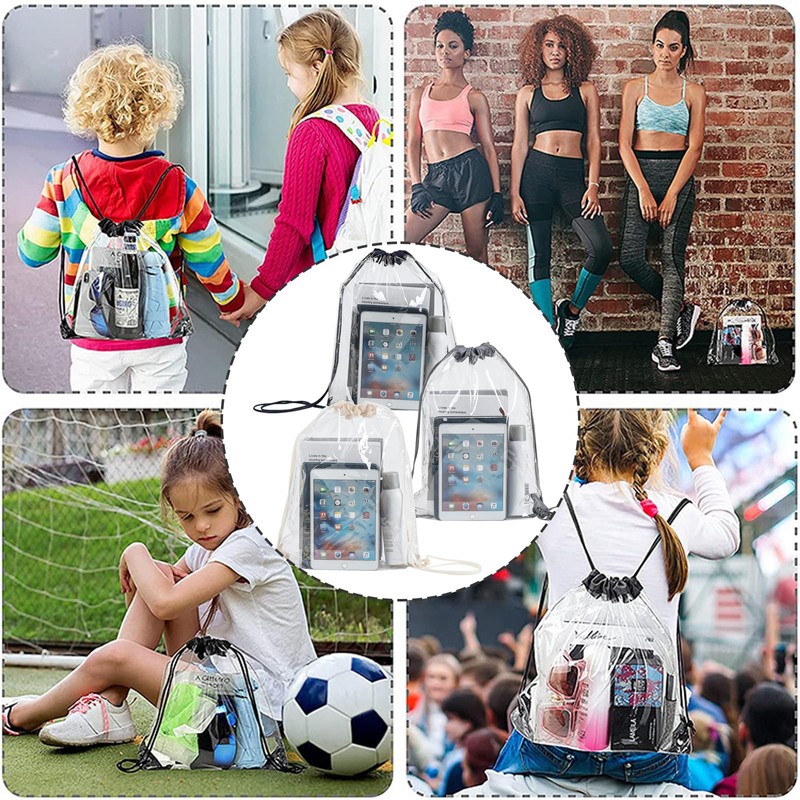 BSITSSS 3 PCS Clear Drawstring Gym Bag, Clear Drawstring Bag,
