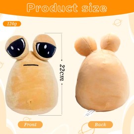 Pou Plush, 22 cm Pet Alien Pou Plush Doll, Kawaii Alien Stuffed Plush, Cartoon Anime Stuffed Toy, Alien Plushie Stuffed Pou Doll, Cotton Pou Plush Toy for Poison, for Boys Girls (A)