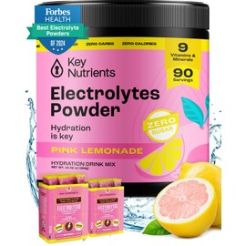 KEY NUTRIENTS Pink Lemonade Electrolyte Powder 90 Servings No Sugar Hydration Drink Mix