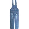 KIDSCOOL SPACE Little Girls Denim Overalls, Elastic Waistband Inside Washed