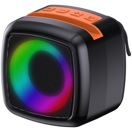 QDPKPI Portable Bluetooth Speaker, Wireless Speakers with RGB Light Show, 5W Loud Wireless Outdoor Speaker- AUX, USB, TF, DC5V, ON-Off Button & TWS Pairing - Perfect for Gift, Home, Vacation (Black)