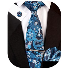 SIILLKEVIN - Juego de corbata de cachemira y bolsillo para hombre, D- azul, 2.75 inches*59 inches