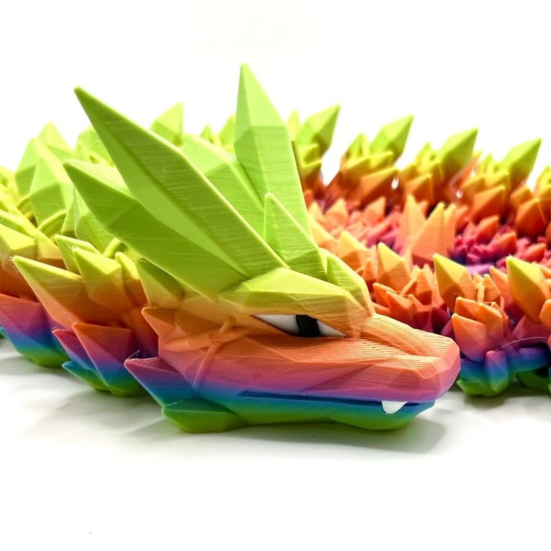 Articulating Crystal Dragon Figurine - Color: Rainbow, Size: Giant 30