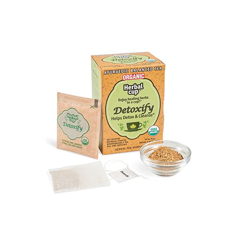 Herbal Cup Ayurveda Tea, Organic Detoxify, No Caffeine Herbal Teas