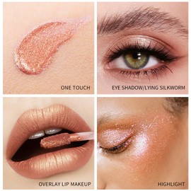 Vtrem 3 Pcs Liquid Glitter Eyeshadow for Women Shimmer Matte Waterproof Copper Gold/Brown/Pink Long Lasting One-Swipe Coverage Eye Makeup Eyeshadow