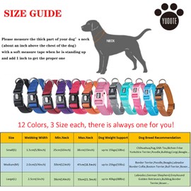 YUDOTE Adjustable Nylon Dog Collar with Soft Neoprene Padding for Puppies Small Sized Dogs Neck 25-38cm Blue