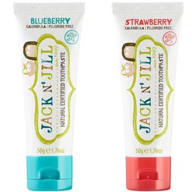 Jack N' Jill Natural Kids Toothpaste - Blueberry & Strawberry - Organic, Gluten Free, Vegan, BPA Free, Fluoride Free, SLS Free, Dairy Free - Making To