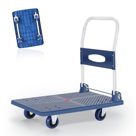 Foldable Push Cart Dolly Heavy Duty Hand Truck with 360 Degree Swivel Wheels Anti-Slip Platform for Easy Transport (680 lbs)