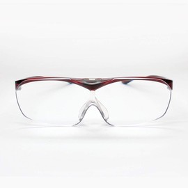 Ambidextrous Magnifying Glasses, 1.6x Magnifier, Face Trick Glasses, Hang and Fly Option, Red