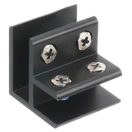 uxcell 90 Degree Glass Clamp, for 10-12mm Thickness Adjustable Glass Shelf Support Bracket Aluminum Alloy Glass Clip Clamp Holder, Black