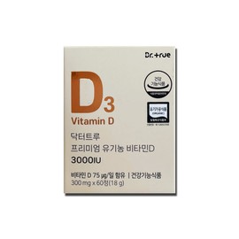 Dr. True Premium Organic Vitamin D 3000IU 300mg / 닥터트루 프리미엄 유기농 비타민D 3000IU 300mg X 60캡슐 1개