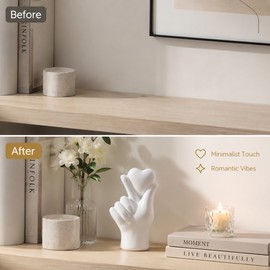 Modern Hand Gesture Resin Figurine for Home Decor – Minimalist Heart Sculpture for Shelves, Desks & Romantic Gifts