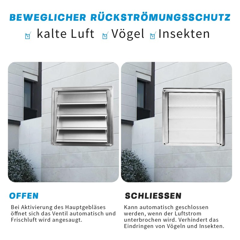 Dazhtu 125 mm Ventilation Grille with Check Flap, Slats and