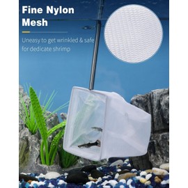 Aquarium Shrimp Net 5/7.5/10 cm Tiny Fish Tank Net with Extendable Stainless Steel Handle Soft Round/Square Fine Net Mesh for Fish Tanks & Small Ponds