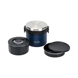 Pearl Metal Home Label HB-5666 Lunch Jar, 1000, Bento Lunch Box , Donburi, All Vacuum, Stainless Steel, Heat Retention, Cold Retention, Navy