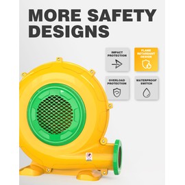 LZLXXLZL Bounce House Blower - 480W Inflatable Blower with Double Sided Fan Blade Design, Powerful and Portable Blower for Water Slide, Bouncy Castle, Jump House, Inflatable Arch, Indoor & Outdoor