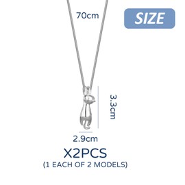 MAXQUU 2 Pieces of Cat Necklace, Silver Necklace, Girls' Jewelry, Women's Necklace, Gifts for Cat Lovers, Gifts for Girls.