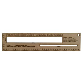 Trimming Shop Shipping Mail PiP Template Postal Large & Small Letter Size Pricing in Proportion Charge Guide with Ruler Plywood 2 Size Measurement, Wooden Colour