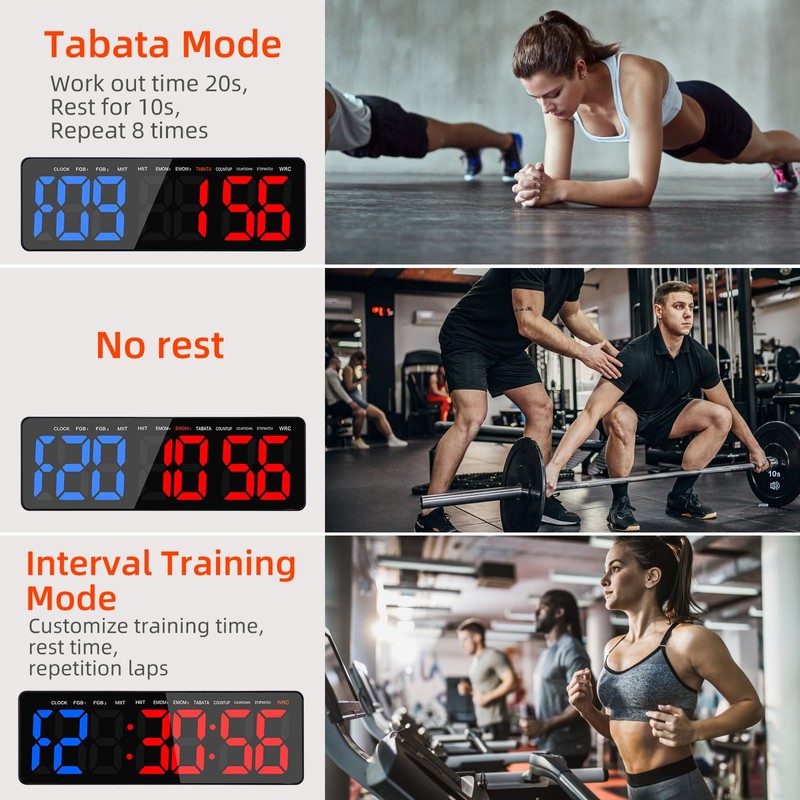 AnExer 13" Gym Timer Clock, Workout Interval Timer with Remote