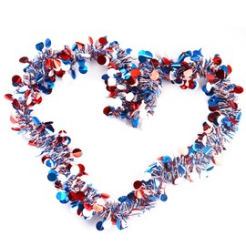 HUYCZ 4Pcs Red White Blue Circle Dot Garland 4th of July Decorations Patriotic Garland for Independence Day Memorial Day Celebration Holiday Decorations