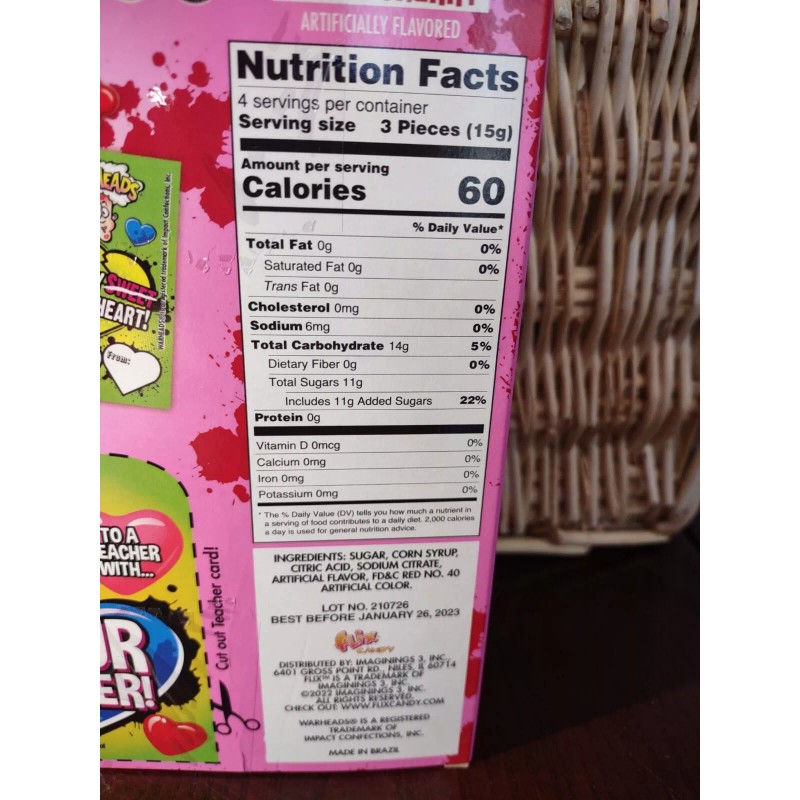 Unbranded Warheads Valentine's Lollipops & Card Kit Black Cherry