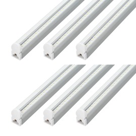 Barrina 6 Pack LED Shop Light 4FT T5 20W Ceiling Fixture 6500K Super Bright White - Clear Cover