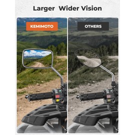 KEMIMOTO ATV Mirrors 8MM10MM Motorcycle Side Rearview Mirrors for 7/8" Handlebar Compatible with ATV Motorcycle Dirt Bike Scooter Snowmobile, Silver