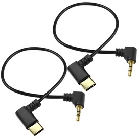 XMSJSIY Type C to 2.5mm Audio Cable USB C Male to 2.5mm TRS 3 Pole Male AUX 90 Degree Right Angle Headphone Jack Replacement Extension Cable Gold Connector Plated- 29cm/11inch 2Pcs