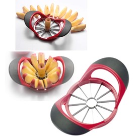 Apple Slicer, Sturdy and Sharp, Easy Grip Apple Corer Slicer, Stainless Steel, Can Quickly and Easily Slices an Apple into Tidy Wedges,12 Sharp Blades (Black Red)