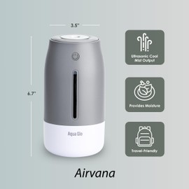 AG260HUM-Lavender Personal, Portable Humidifier – Ultrasonic Cool Mist Output with Built In Rechargeable Battery – Up to 15 Hours of Use - Gray