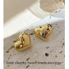SweYone Gold Chunk Thick Heart Stud Earrings for Women, 18K
