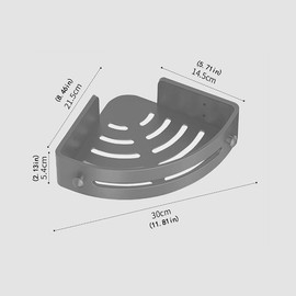 Fan-shaped black corner shelf, perforation-free bathroom plastic tripod, balcony washing table wall hanging storage rack, suitable for bathroom, kitchen, bathroom storage, make the bathroom more tidy and orderly - Color: gray