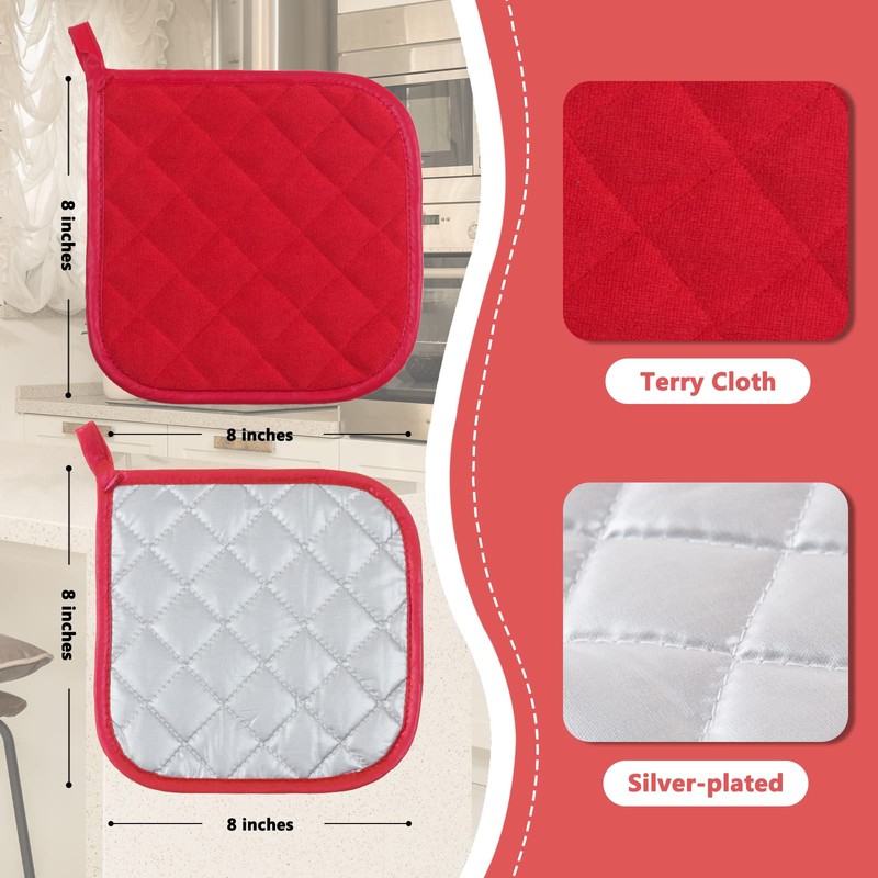 Joyhalo 4 Pack Heat Resistant Pot Holders - Terry Cloth