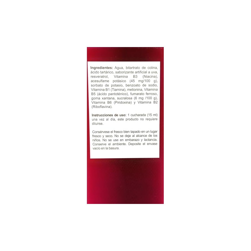 Vitality Solución Oral 240ml, Vitaminas + Hierro + Resveratrol, Antioxidantes