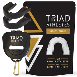 Triad Athletes Sports Mouth Guard for Female Athletes, 2 Pack (Black Out) Custom Fit, Protection for Adults, with Ventilated Case