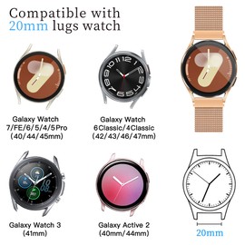 Double Magnetic Galaxy Watch 7/6/5/4 Band, 20mm Breathable & Comfortable, Compatible with Galaxy Watch 6 Band / Watch 6 Classic Band /Galaxy Watch 5 Band /Galaxy Watch 4 Band /Watch 5 Pro Band (2 Packs)