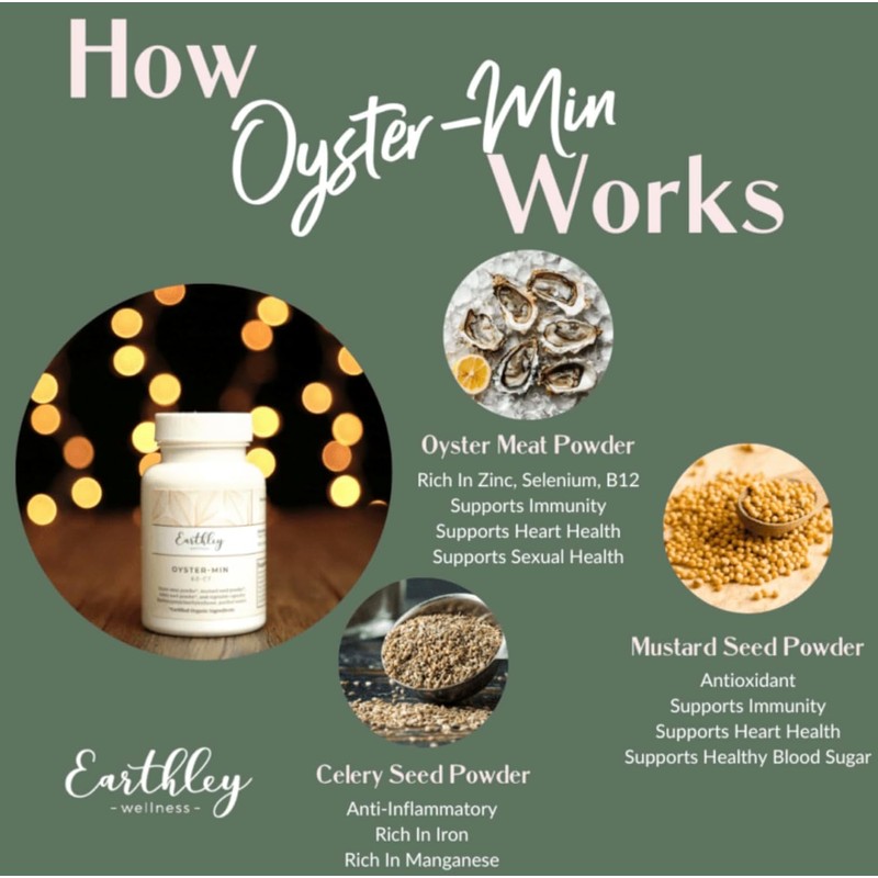 Earthley Wellness, Oyster-Min Capsules, Natural Zinc & Mineral Supplement, Promotes