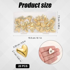 20pcs Heart Refrigerator Magnets, Cute Fridge Magnets Love Heart Decorative Magnets Small Cute Whiteboard Magnets for Home Kitchen Cabinet Car Decoration (Gold)
