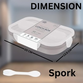 Lunch Box with Spork – 900ml | Dishwasher & Freezer Safe | Convenient Separate Spork Compartment | Perfect for School, Office, or On-the-Go | Airtight lid, Leakfproof and Portable Design (Natural)