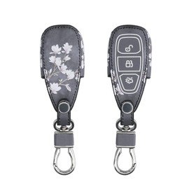 kwmobile Car Key Case Compatible with Ford 3-Button Car Key Keyless Go - Faux Leather Protective Key Case Cover