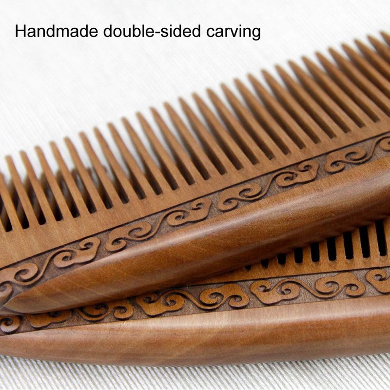 Wooden Comb Hair Comb Massage Comb Two Sided Carving Mahogany