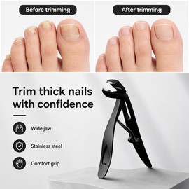Wide Jaw Toenail Clippers for Thick Nails – Long Handle Stainless Steel Cutter for Home Manicure & Pedicure Care