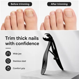 Wide Jaw Toenail Clippers for Thick Nails – Long Handle Stainless Steel Cutter for Home Manicure & Pedicure Care