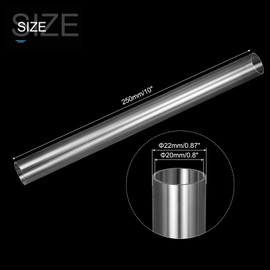 sourcing map Clear Storage Tube 20x22mm Small Plastic Round Tubing with Caps Rigid Bottle Container 250mm/10 Inch for Item Stored