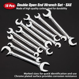 LEONTOOL Mini Double Ended Spanner Set, Thin, Open End Wrench, Short Type, 10-Piece Set, SAE 5/32"-7/16", Ultra Thin, Combination Wrench Set, Storeable, Pocket Size, Lightweight, Storage Pouch, Dedicated Case, Loosening Work, Tightening, Repair Tool